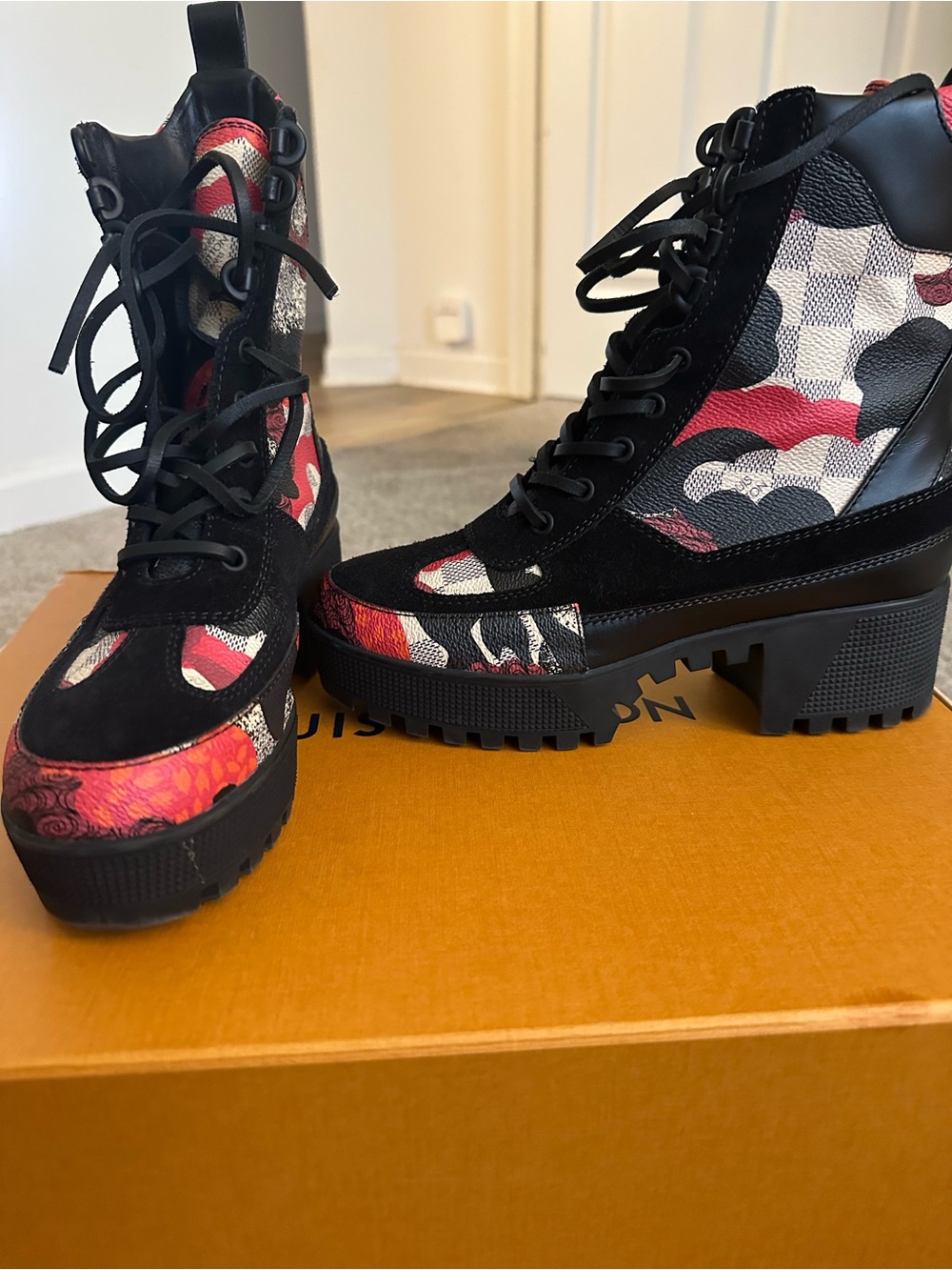 Louis Vuitton Overcloud Platform Desert Boots 36.5 Rare Discontinued